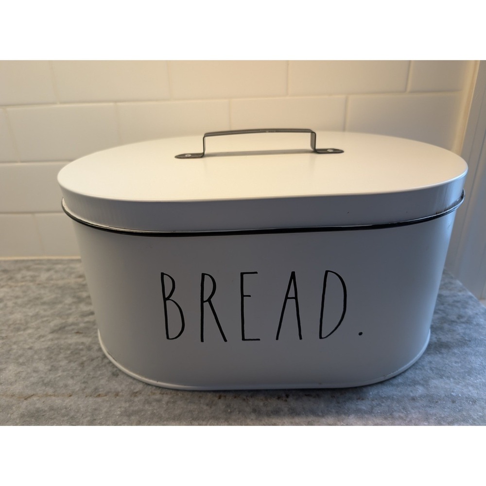 RAE DUNN By Design Styles Bread Box Rustic Farmhouse White Tin